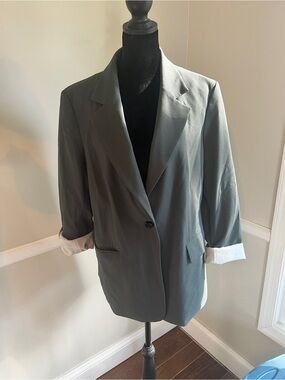 H&M Gray Single-Button Oversized Blazer